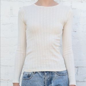 Brandy Mellville "Leah" Eyelet Ribbed Top in Ivory size "Small"